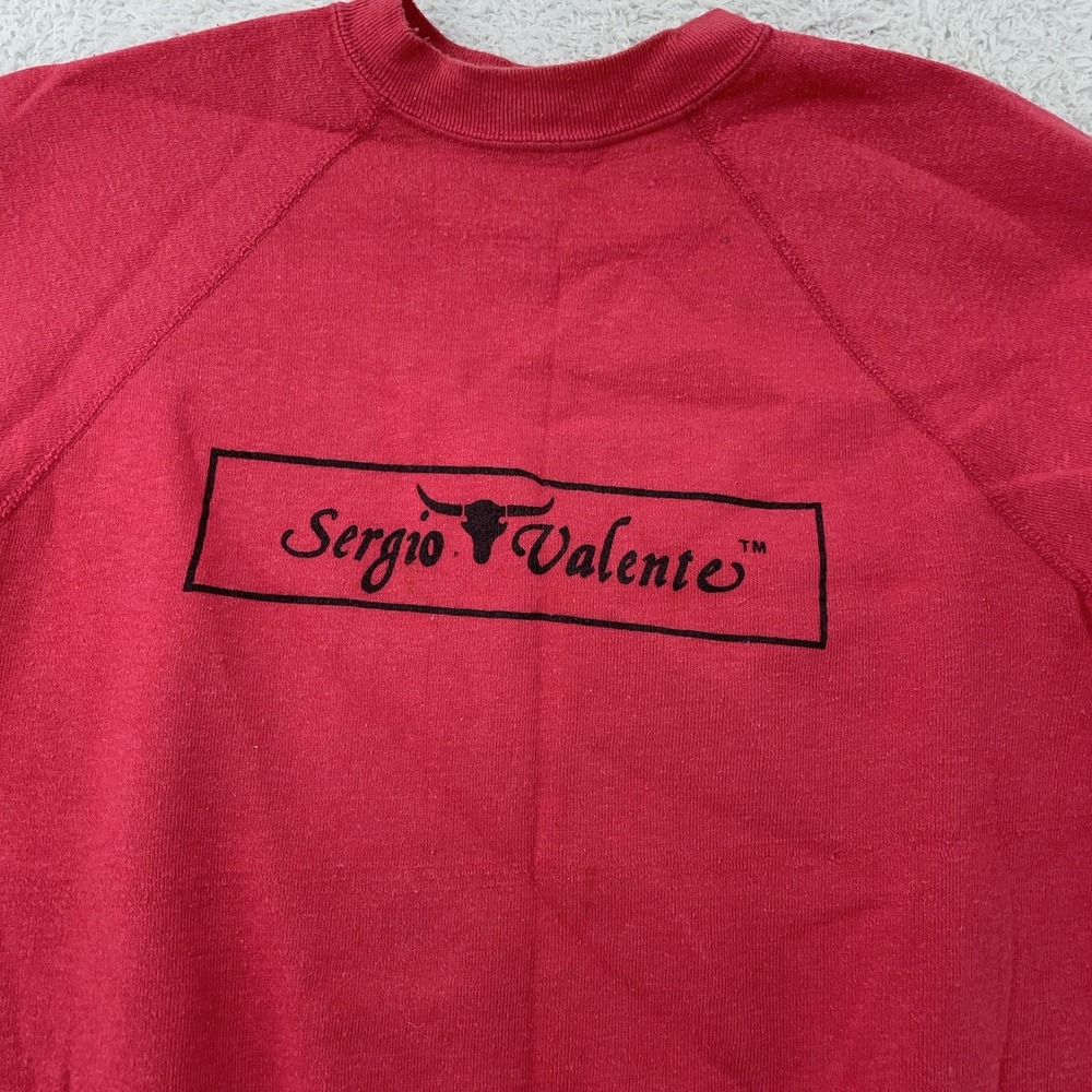 Vintage Sergio Valente Sweatshirt Small CROP FIT Crewneck Spell Out Made USA 80s